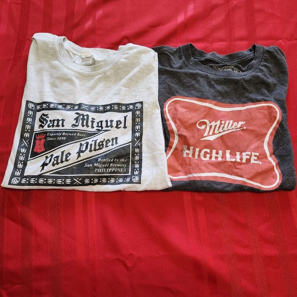 San Miguel Pale Pilsen & Miller High Life Graphic T Shirts XL Unisex Beer